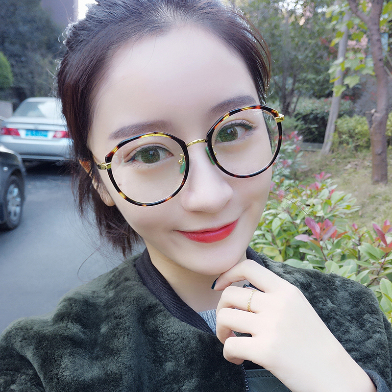 2017新款圆框韩版平光镜复古大框圆形光学眼镜架女可配近视眼镜框