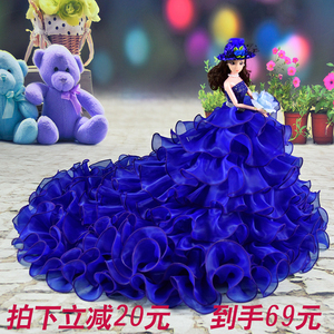 梦幻芭比娃娃婚纱拖尾公主新娘3D真眼女孩玩具生日礼物套装大礼盒玩具礼盒