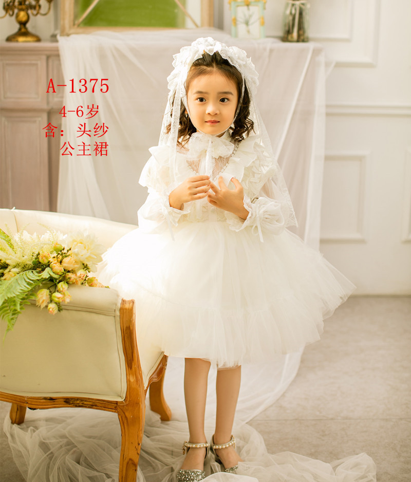 儿童摄影服装2020新款韩版4-6岁女童时尚艺术拍照写真白色公主裙