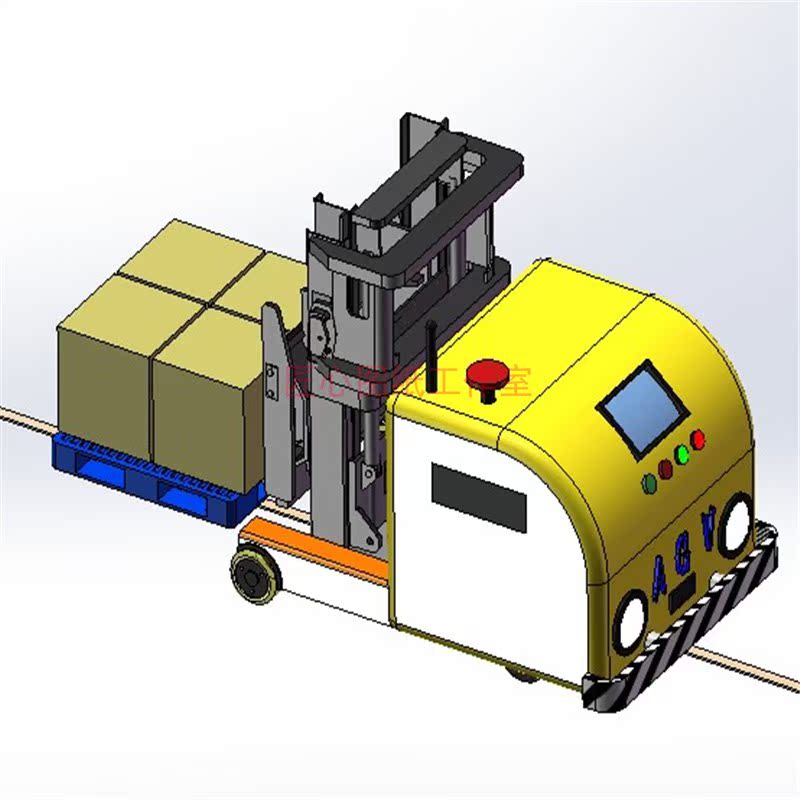 agv叉车式智能运载机器人agv小车3d模型 机械设计学习资料