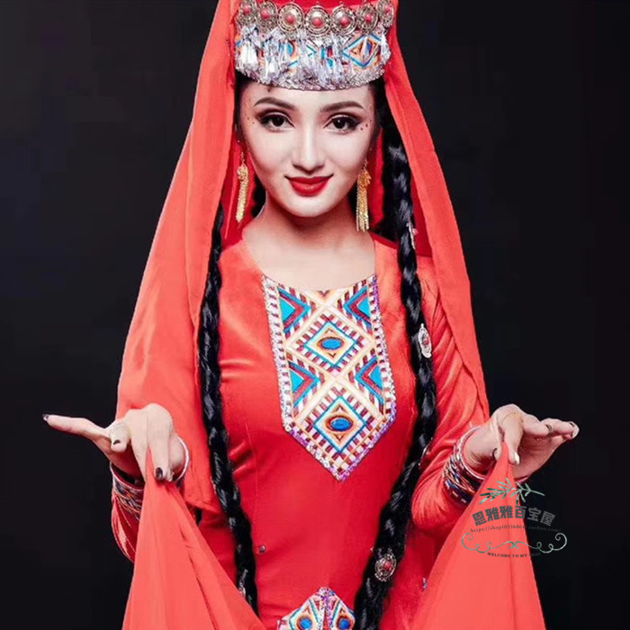 新疆塔吉克族女士服装裙子帽子塔吉克族特色表演服舞台演出装包邮