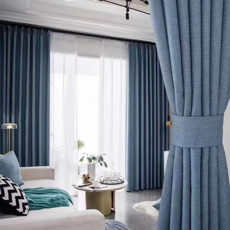 窗帘北欧风现代简约卧室客厅阳台窗帘成品定制布2019新款全遮光布