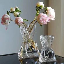 Простая прозрачная стеклянная ваза настольная розетка аквакультура сухие цветы ваза