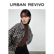 UR2020冬季新品青春女装休闲复古格子落肩袖宽松外套YL40S1EN2001