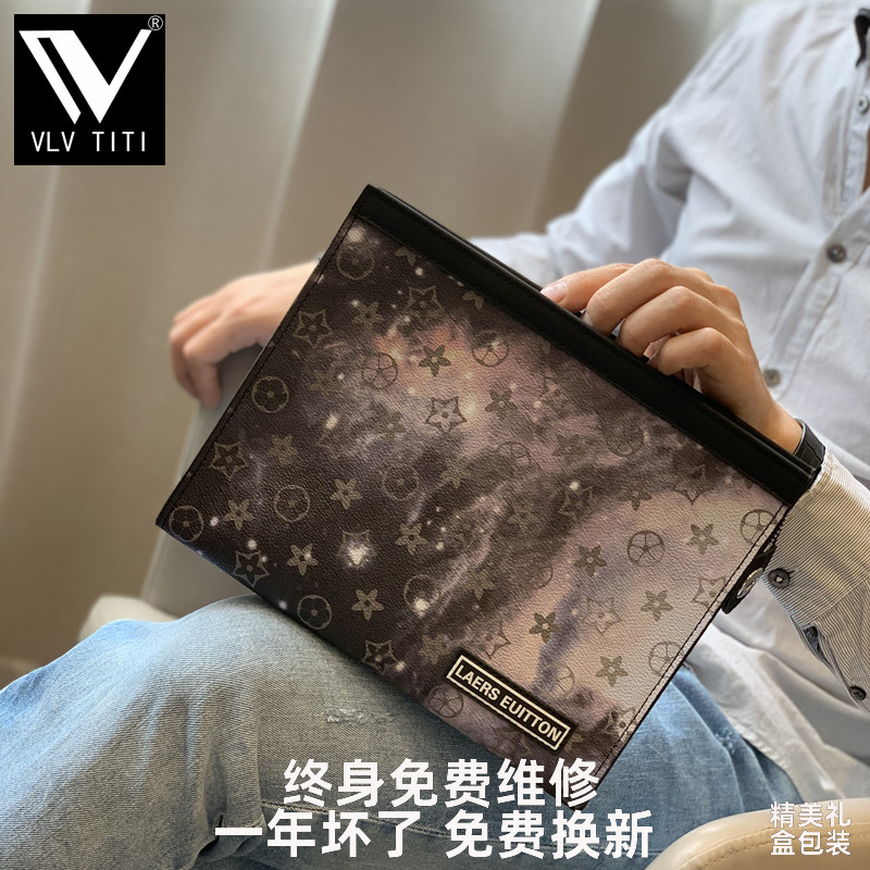 v lv titi男包手包男真皮星空系列手拿包欧美男士信封包手抓包 钱