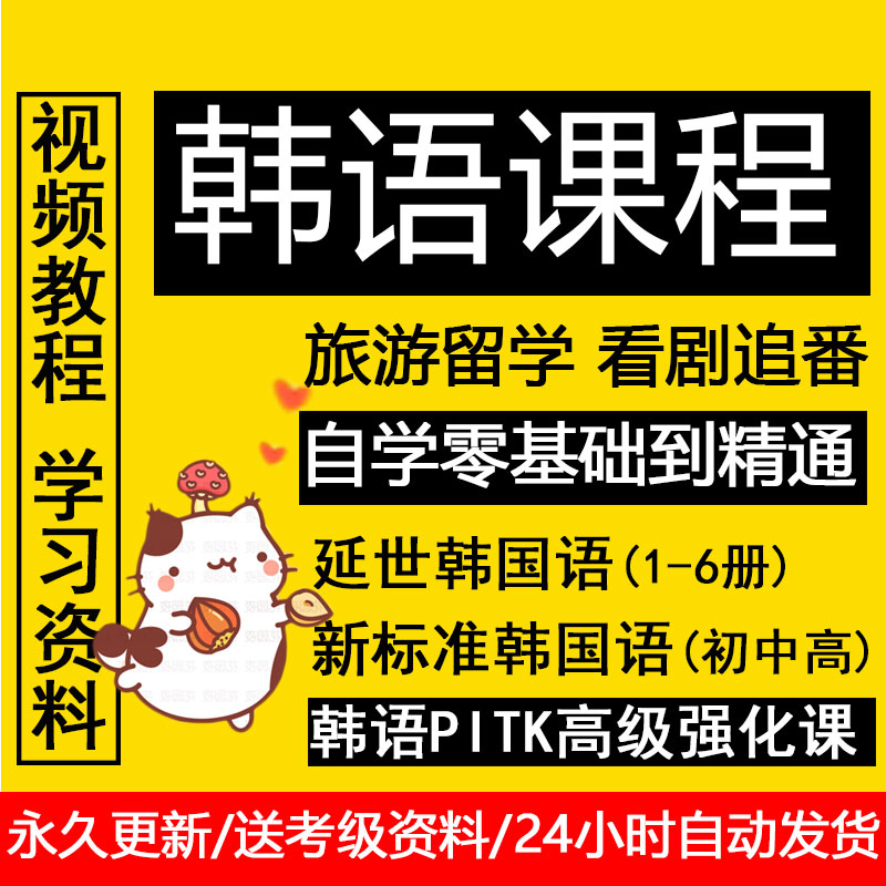 韩语网课零基础自学入门延世韩国语视频新标准topik考级课程资料