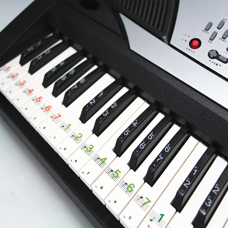 2019钢琴键盘贴纸88键61电子琴电子钢琴键贴五线谱简谱按键音标键