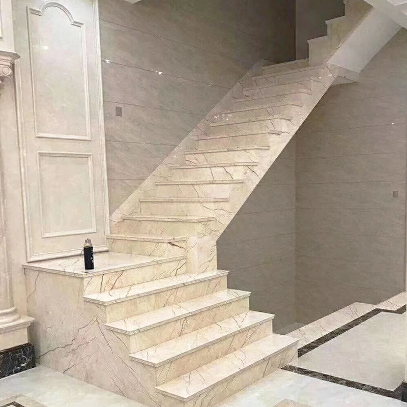 大理石楼梯踏步石天然定做防滑别墅室内家用人造弧形石材台阶板材