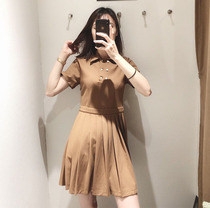 UR 2020新品小个子短袖polo领收腰显瘦百褶连衣裙女YU10S7EN2007