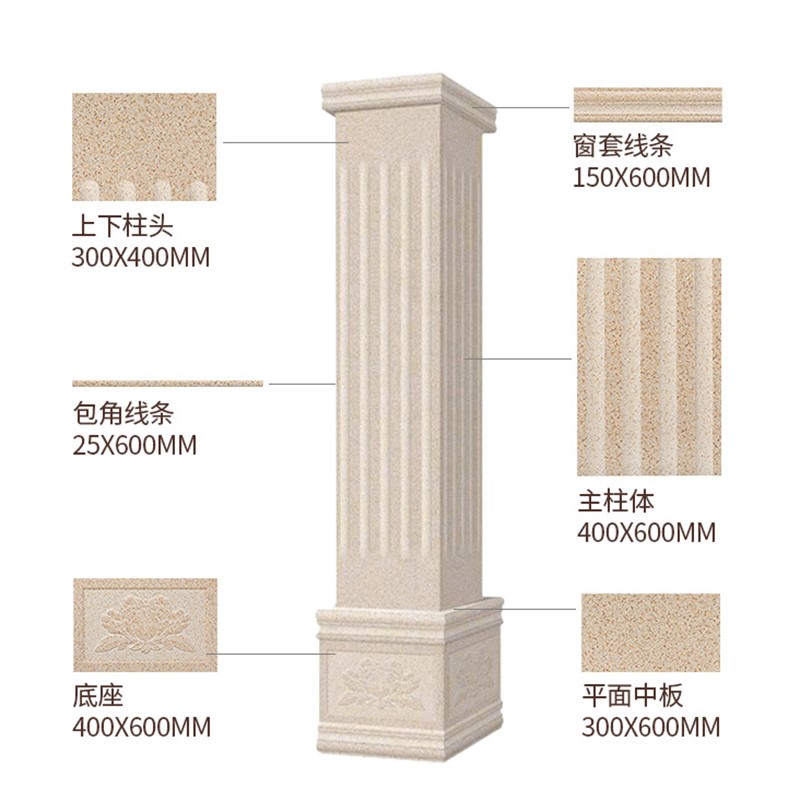 柱子瓷砖仿大理石外墙瓷砖仿大理石农村外墙围墙方形柱子砖窗套线