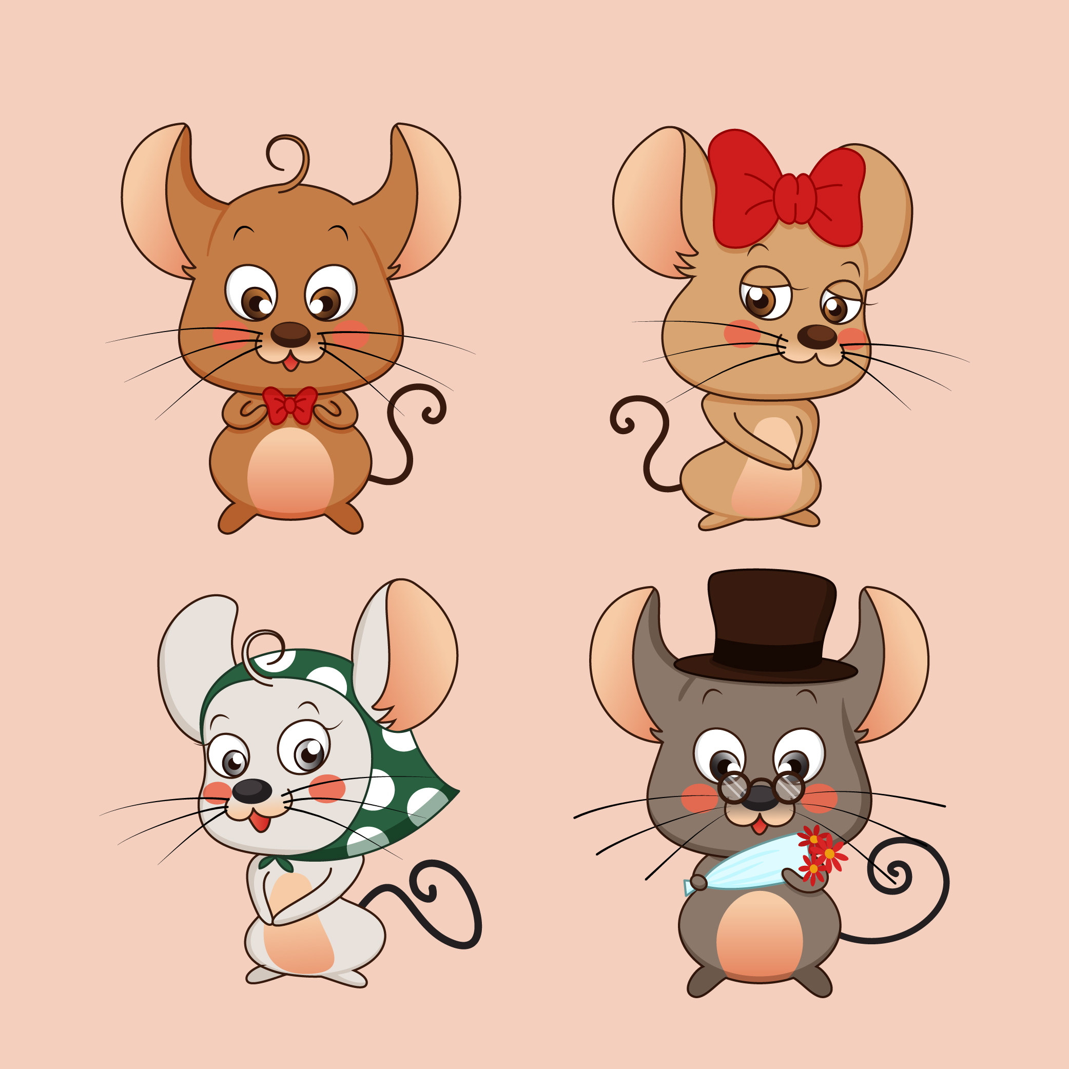 新年卡通动物鼠可爱形象设计素材矢量图库源文件ai下载图片