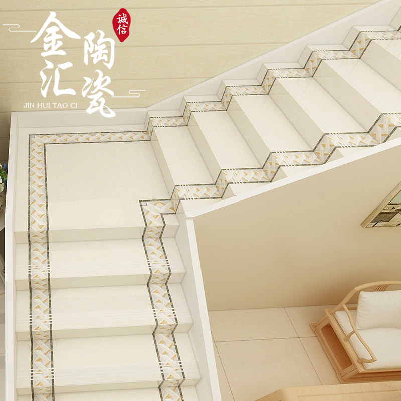 通体大理石楼梯踏步瓷砖1200x600地板砖 防滑梯级台阶家用地砖新
