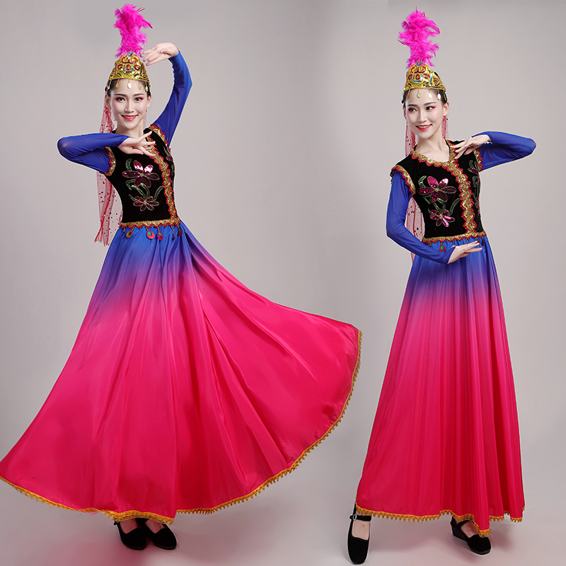 演出饰开场舞舞蹈少数新疆舞台新款服装女民族演出维吾尔族大摆裙