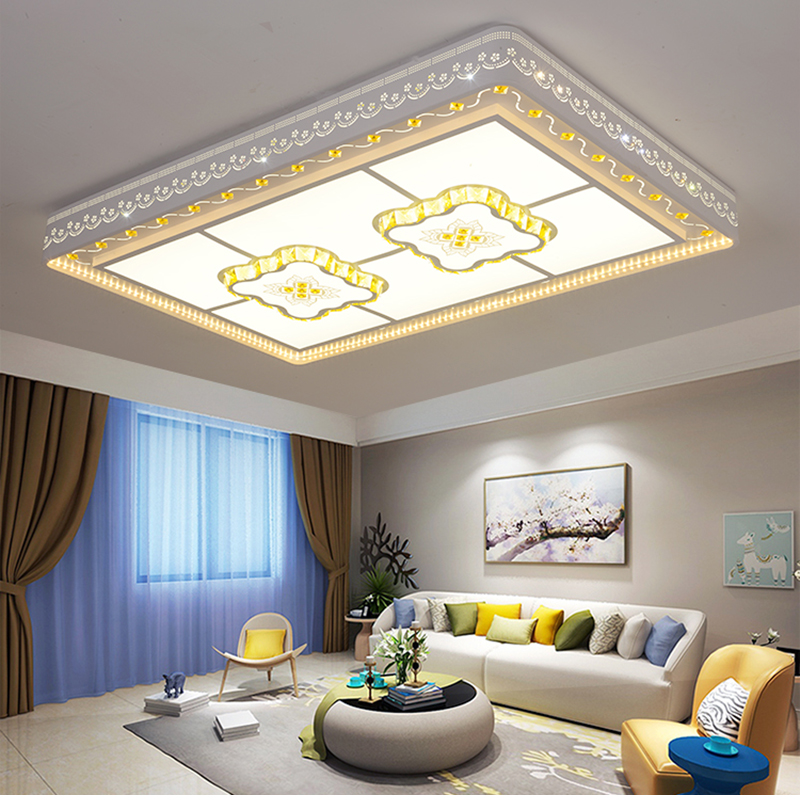 led平板水晶灯 长方形客厅大灯简约大气2020年新款家用超亮吸顶灯