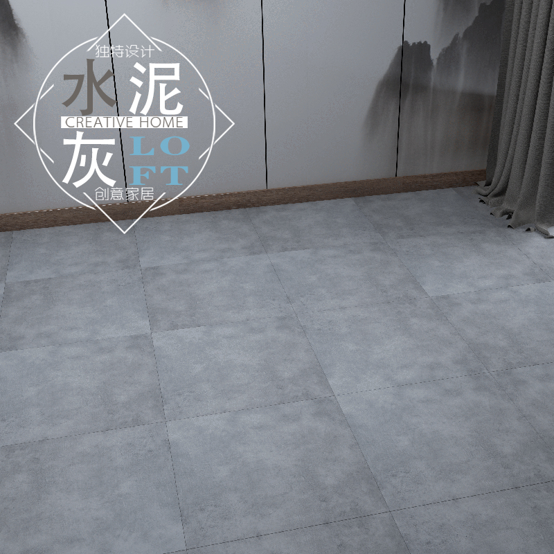 水泥灰色拼花家用强化复合木地板石纹复古工业风耐磨方形装修地板