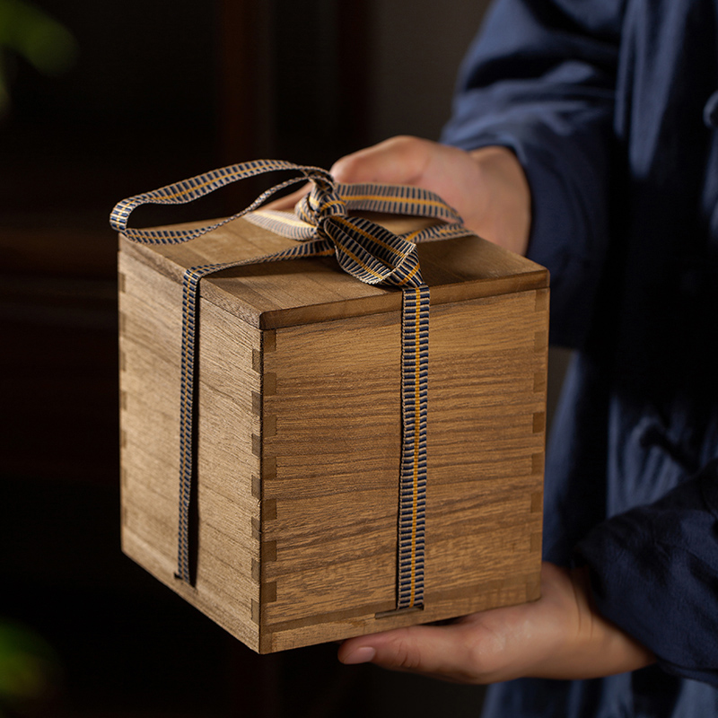 景欣复古桐木盒陶瓷茶杯包装盒
