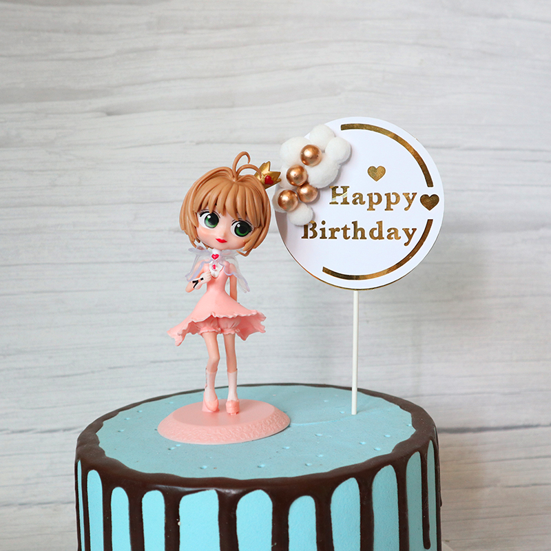 生日蛋糕装饰粉色美少女卡通人物摆件动漫百变小樱魔术蛋糕装扮
