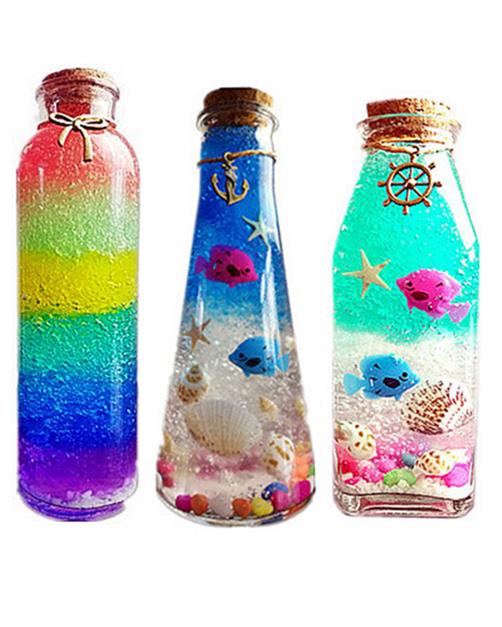 星空彩虹瓶彩虹瓶子玻璃漂流瓶摆件泡大球许愿瓶木塞小号星空流沙