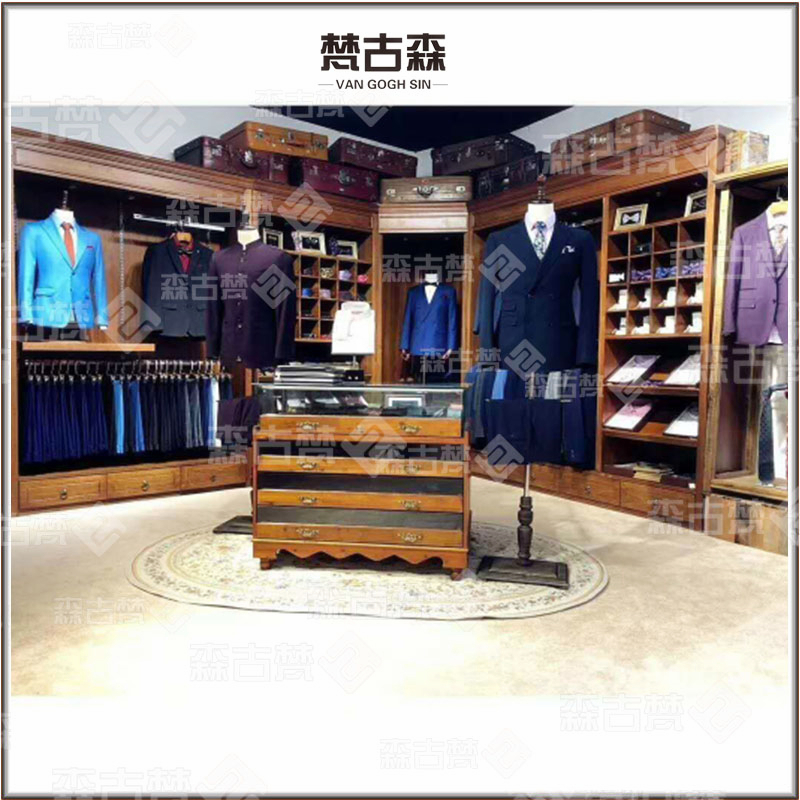 男装店柜子服装展示柜西装领带衬衫展示柜定做烤漆木皮展柜