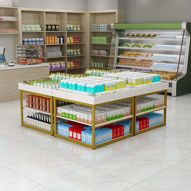 超市粮油米面堆头货架便利店货柜水果散装零食陈列柜置物架展示架