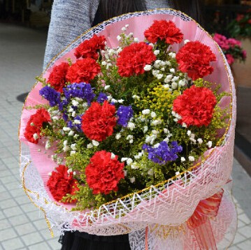 鲜花速递康乃馨百合花束生日毕业深圳市罗湖区福田区同城花店送花