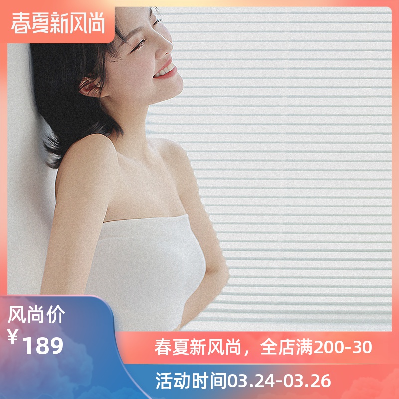 无肩带内衣女薄款显胸小超薄防滑抹胸式一片式无痕无钢圈文胸美背