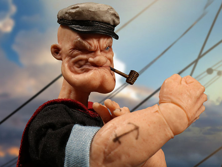 现货mezco蚂蚁one:12大力水手6寸布衣popeye the sailor模型摆件