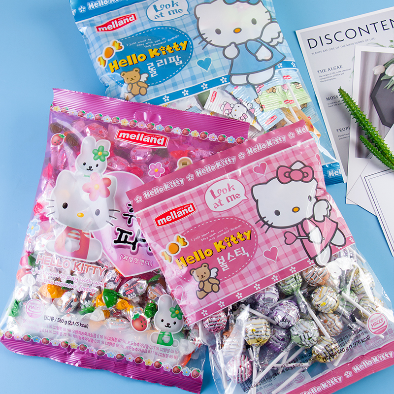 韩国进口零食hello kitty水果棒棒糖500g儿童糖果礼包情人节礼物