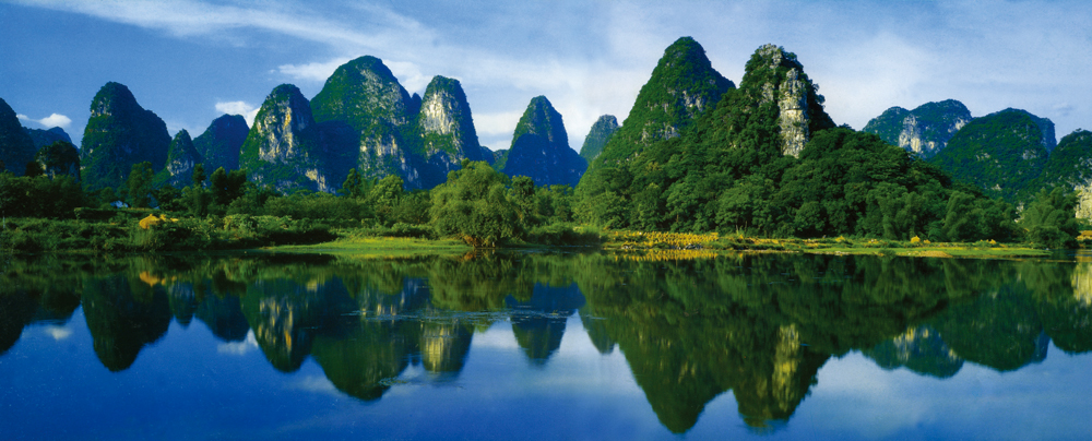 大幅桂林山水海报定做山水树木风景画旅游景点客厅装饰挂画墙贴画