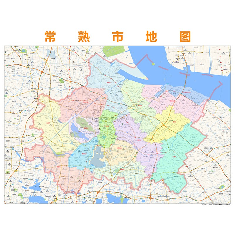 常熟市行政区划地图2019高清定制城市交通卫星影像办公会议室挂图