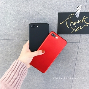 中国红大红苹果6s手机壳iphone7/8Plus全包软壳6p/X黑色保护套潮苹果手机壳