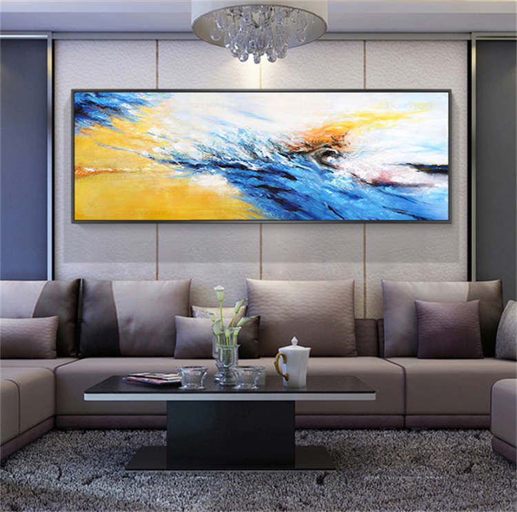 沙发背景墙装饰画客厅现代简约大气壁画横幅抽象手绘油画北欧挂画