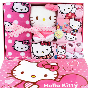hello kitty春夏季新生婴儿女宝宝礼盒用品纯棉衣服套装满月百天母婴用品