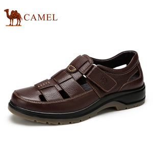 Camel/骆驼男鞋夏季真皮镂空皮鞋男透气休闲凉鞋牛皮中老年爸爸鞋皮鞋