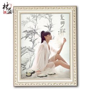 实木相框挂墙欧式a4 6 7 12 16 24寸婚纱照片框创意摆台画框定做相框