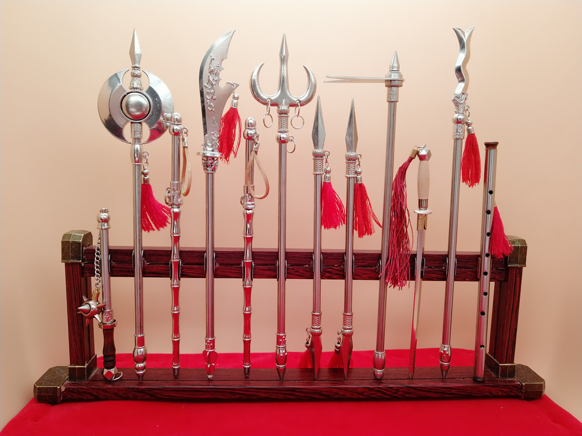 中国古兵器模型(微型武术博览)手工艺 水浒英雄18般 2个兵架