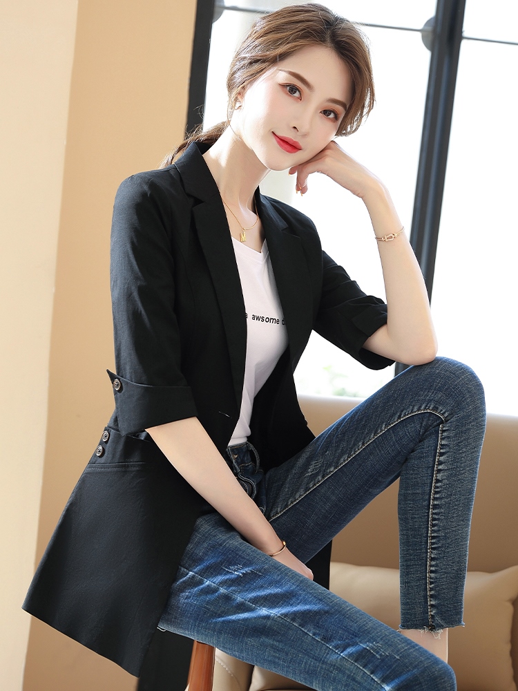 共404 件韩版中长款修身小西装休闲女士西服相关商品