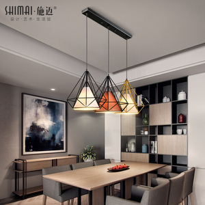 餐厅吊灯北欧灯具 个性创意三头钻石吧台灯 工业风现代简约餐厅灯吊灯