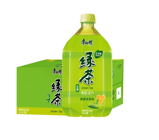 一箱 康师傅绿茶1l*12蜂蜜茉莉味低糖瓶装茶饮料整箱