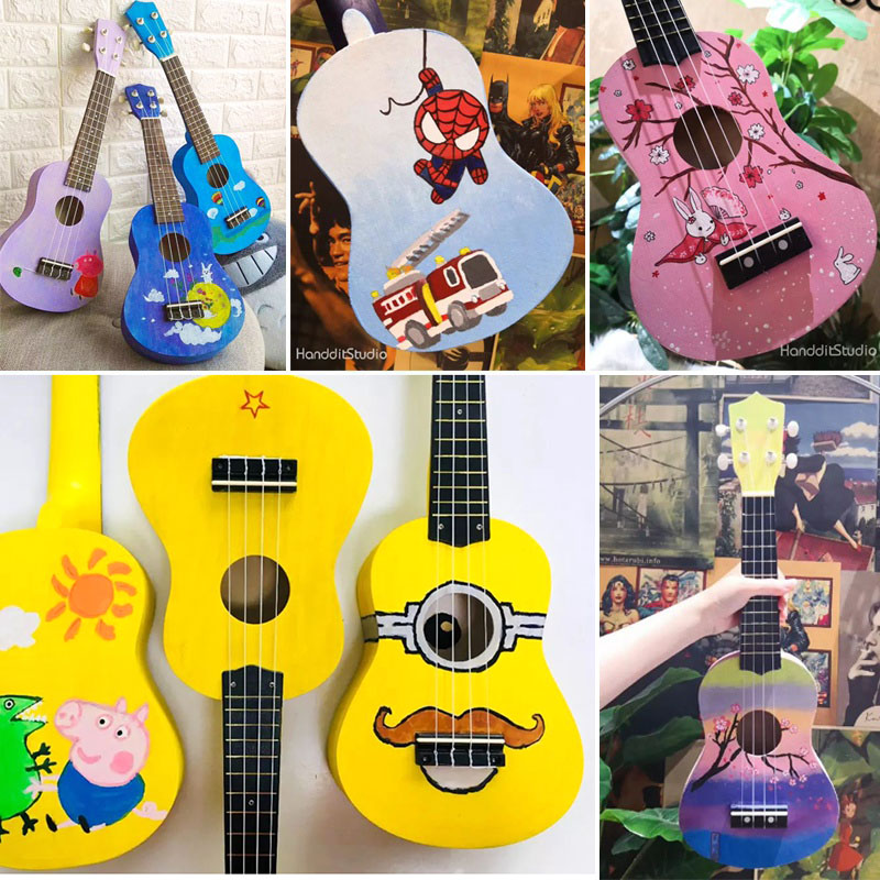 尤克里里小吉他 儿童手工diy材料包自制彩绘初学者幼儿园玩具木质