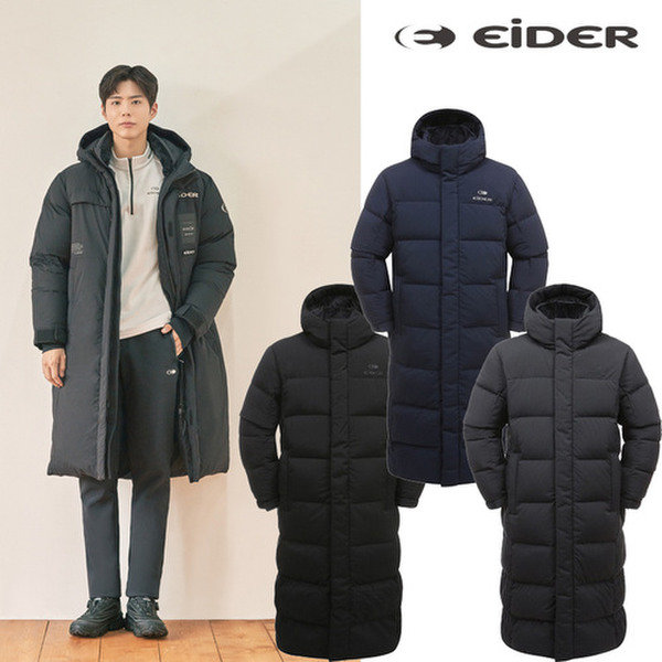 利妃小姐 韩国正品直邮 eider 男女同款加长带帽羽绒服鹅绒防水