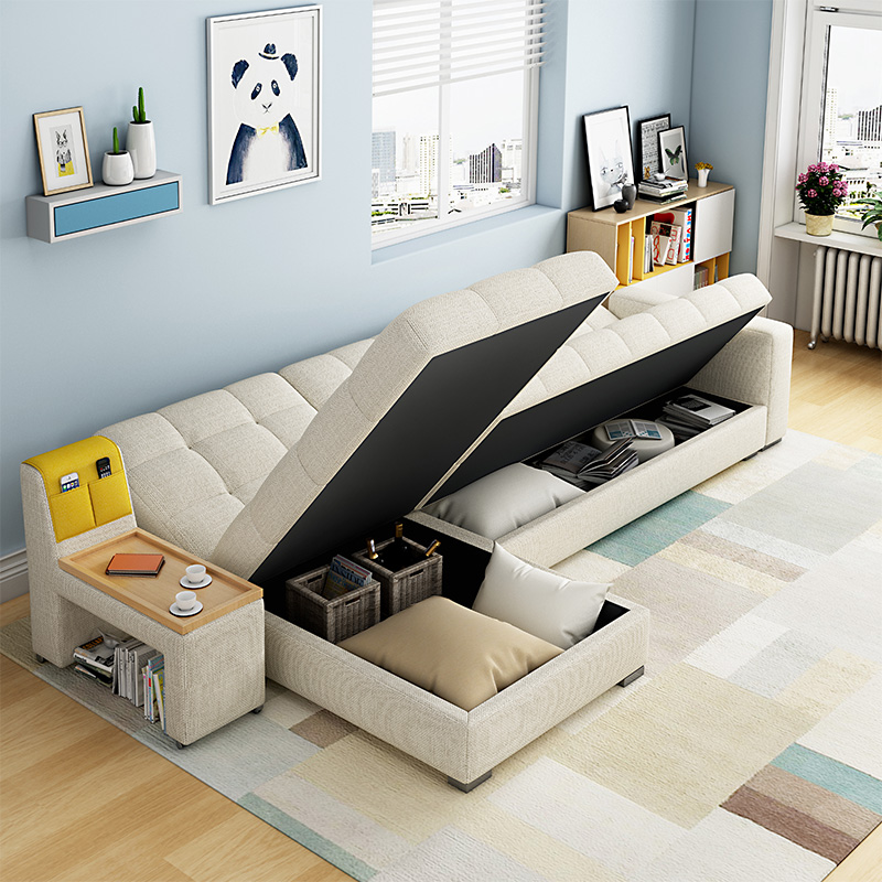 多功能可折叠沙发床两用小户型客厅组装布艺拆洗可变床储物沙发床