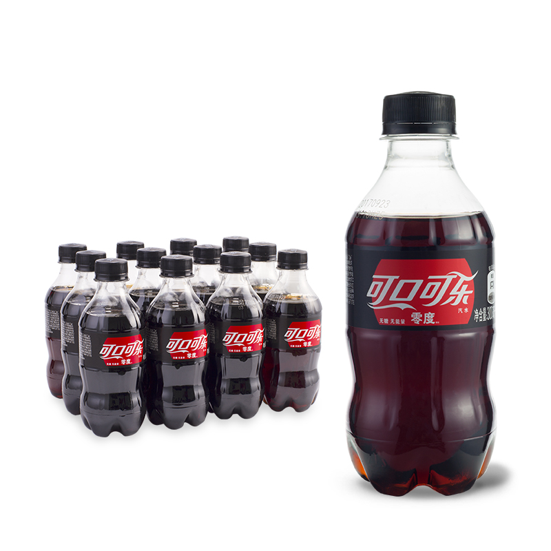 零度可乐无糖可口可乐碳酸饮料300ml*12瓶装汽水迷你型小瓶装饮料