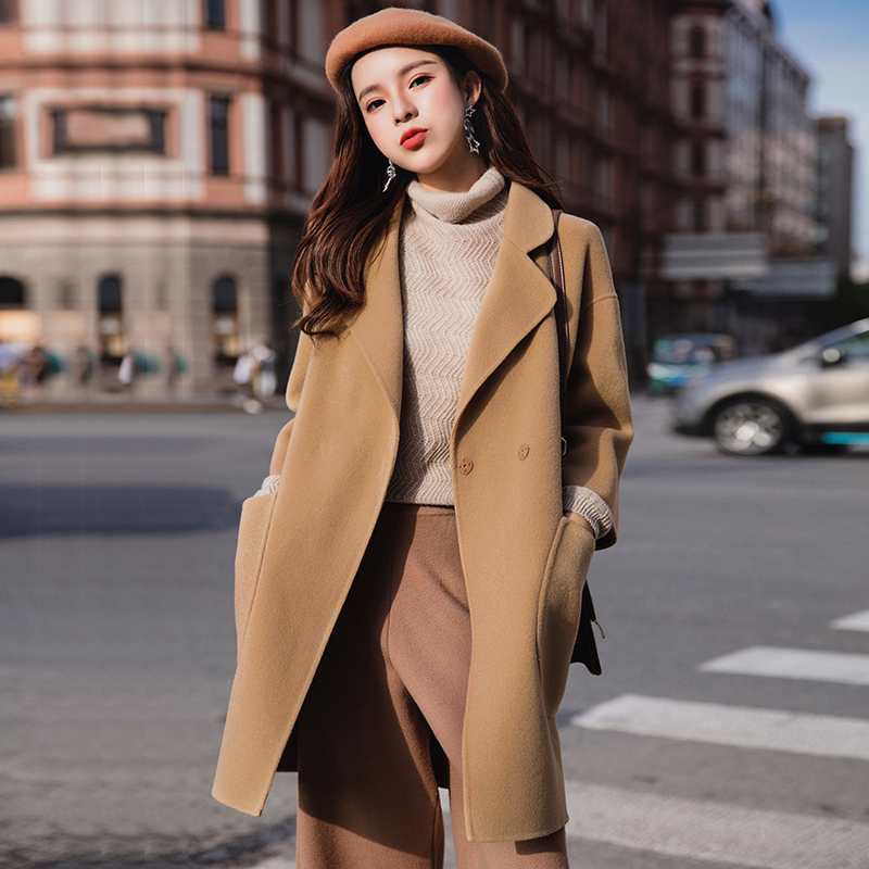 2019秋冬季新款流行双面羊绒呢子大衣女小个子短款毛呢外套韩版
