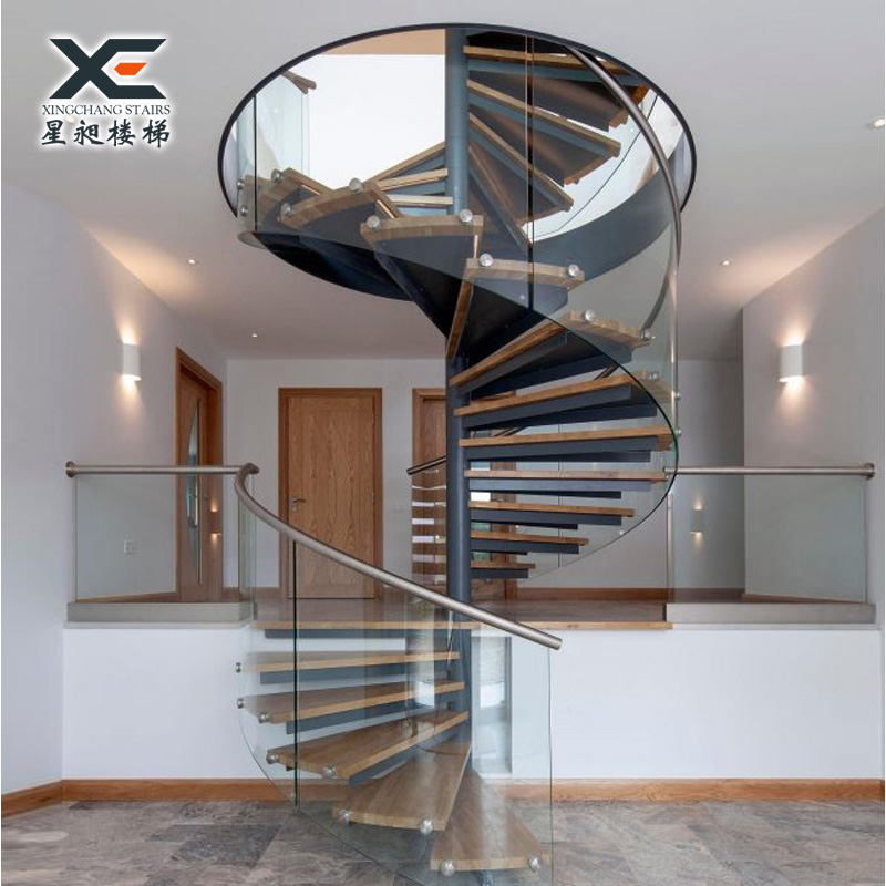 整体家用旋转楼梯室内现代简约复式跃层loft阁楼小户型钢木楼梯