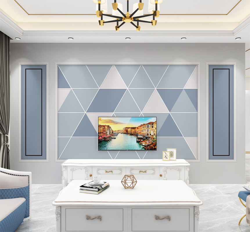 几何现代自带边框大型无缝8d晶雕电视沙发卧室墙布背景墙墙纸壁画