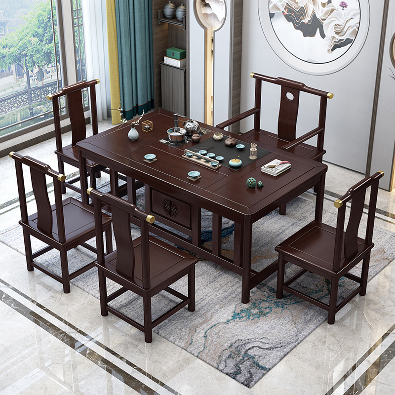 新中式实木茶桌椅组合禅意茶室家具家用泡茶具功夫台套装桌子一体