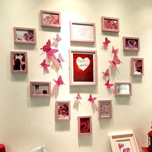 照片墙装饰 自粘贴 办公室心形家庭一面墙宝宝照片创意设计相框免