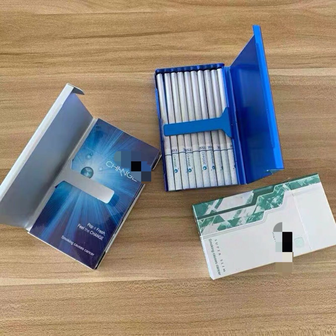 女士超薄细支烟盒创意个性韩国爱喜esse爆珠薄荷绿蓝色幻变冰塑料