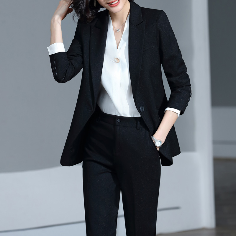 黑色套装西装女外套韩版宽松职场高端正装总裁西服女上衣时尚气质